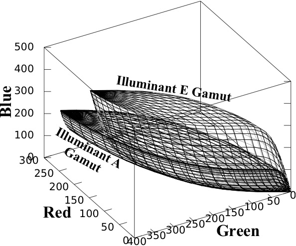 Two Zonohedral Illuminant Gamuts in One Camera's RGB Space